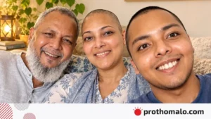 ক্যানসারের লড়াইয়ে সামিয়া, মাথা ন্যাড়া করে পাশে স্বামী-সন্তান